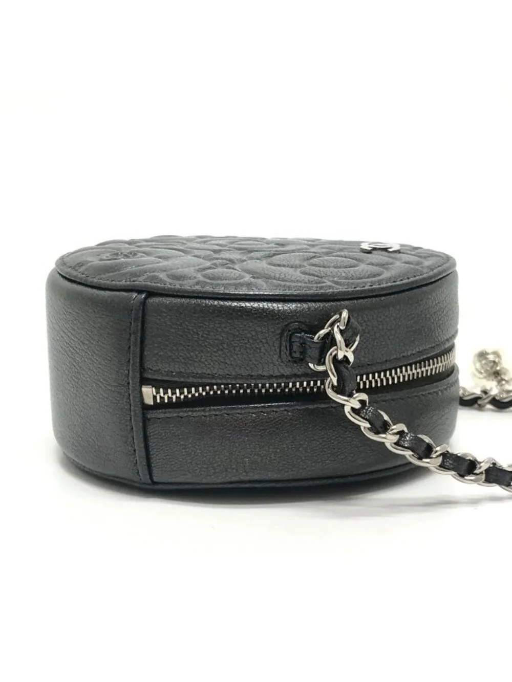 Chanel Shoulder Bag Camellia CC Logo Unknown Leather Gray